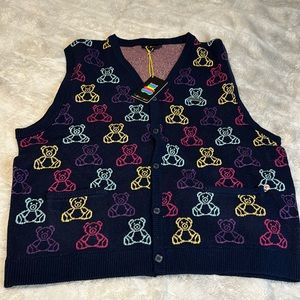Teddy Fresh Cozy Knit Teddy Monogram Logo Sweater Vest 3XL